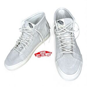 Vans White High-Top Van Sneakers with Fringe, Size: 9